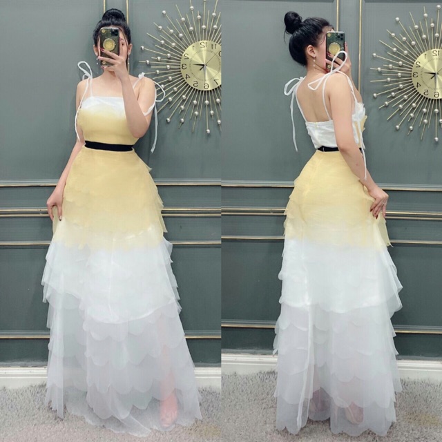 Đầm tầng phối màu