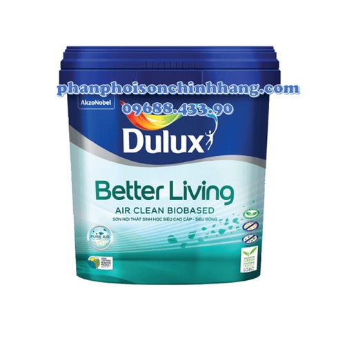 Sơn nước nội thất sinh học siêu cao cấp DULUX BETTER LIVING AIR CLEAN Siêu bóng - C896B (5L)