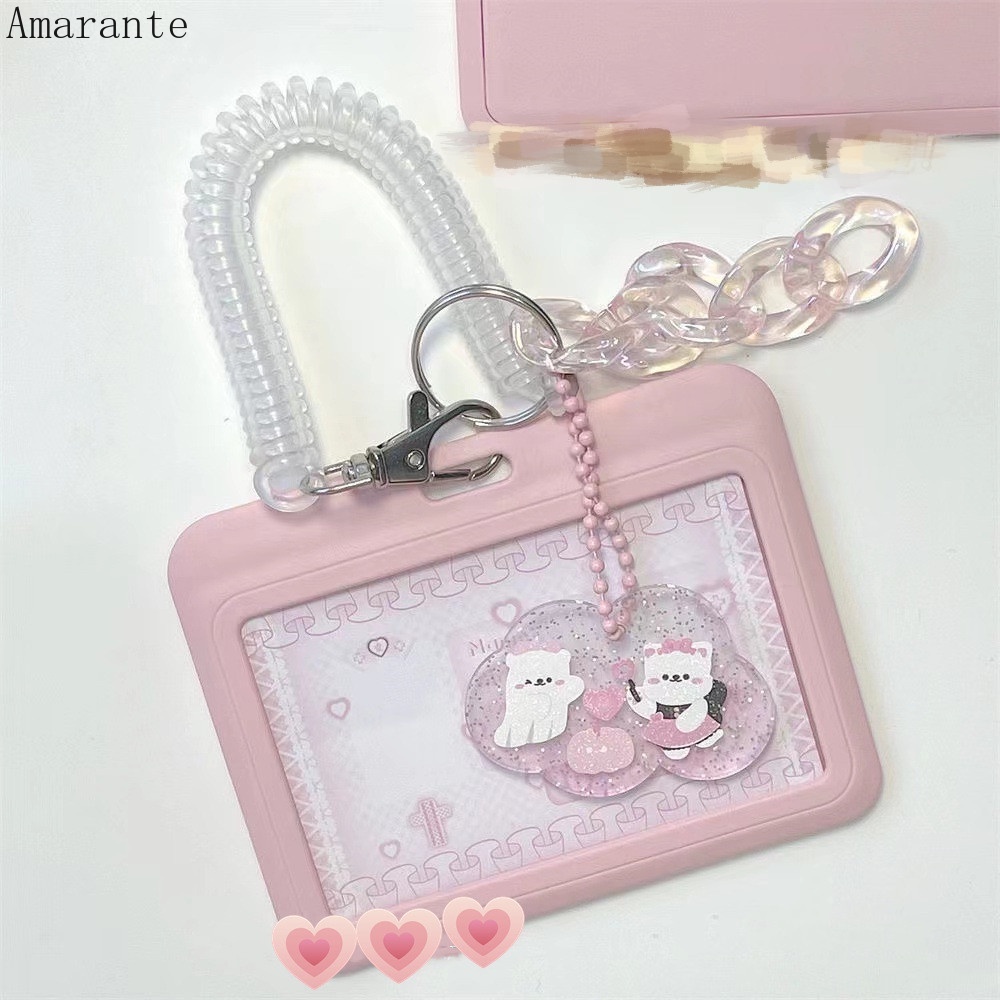 Thẻ Cứng Tay áo/ Thẻ Ngân Hàng / Xe Bus Dạng Dây Xích Màu Hồng Lấp Lánh Chống Thấm Nước Ama