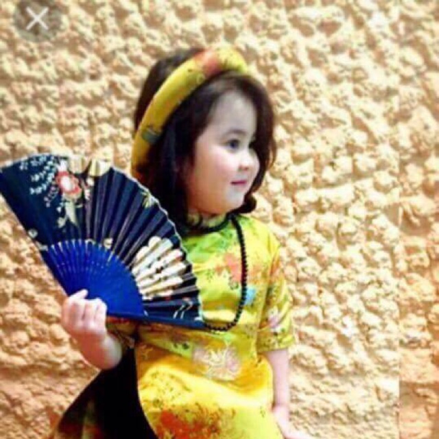 Áo dài tết bé gái kèm khăn (mấn) (các mẹ ib để chọn size nhé)
