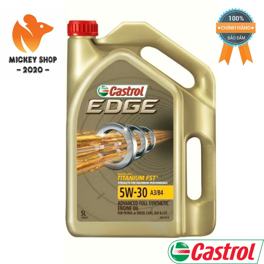 Dầu Nhớt Tổng Hợp Toàn Phần Cao Cấp CASTROL EDGE TITANIUM FST 5W30 A3/B4 5L