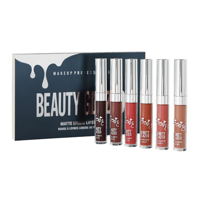 Set 6 son bóng kháng nước, lâu trôi và dưỡng ẩm môi BEAUTY GLAZED