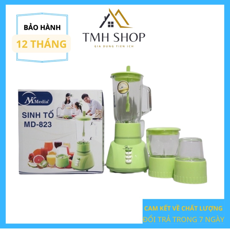 Máy xay sinh tố cầm tay mini 3 cối thuỷ tinh dày dặn công suất 350w NK MEDIA MD 823