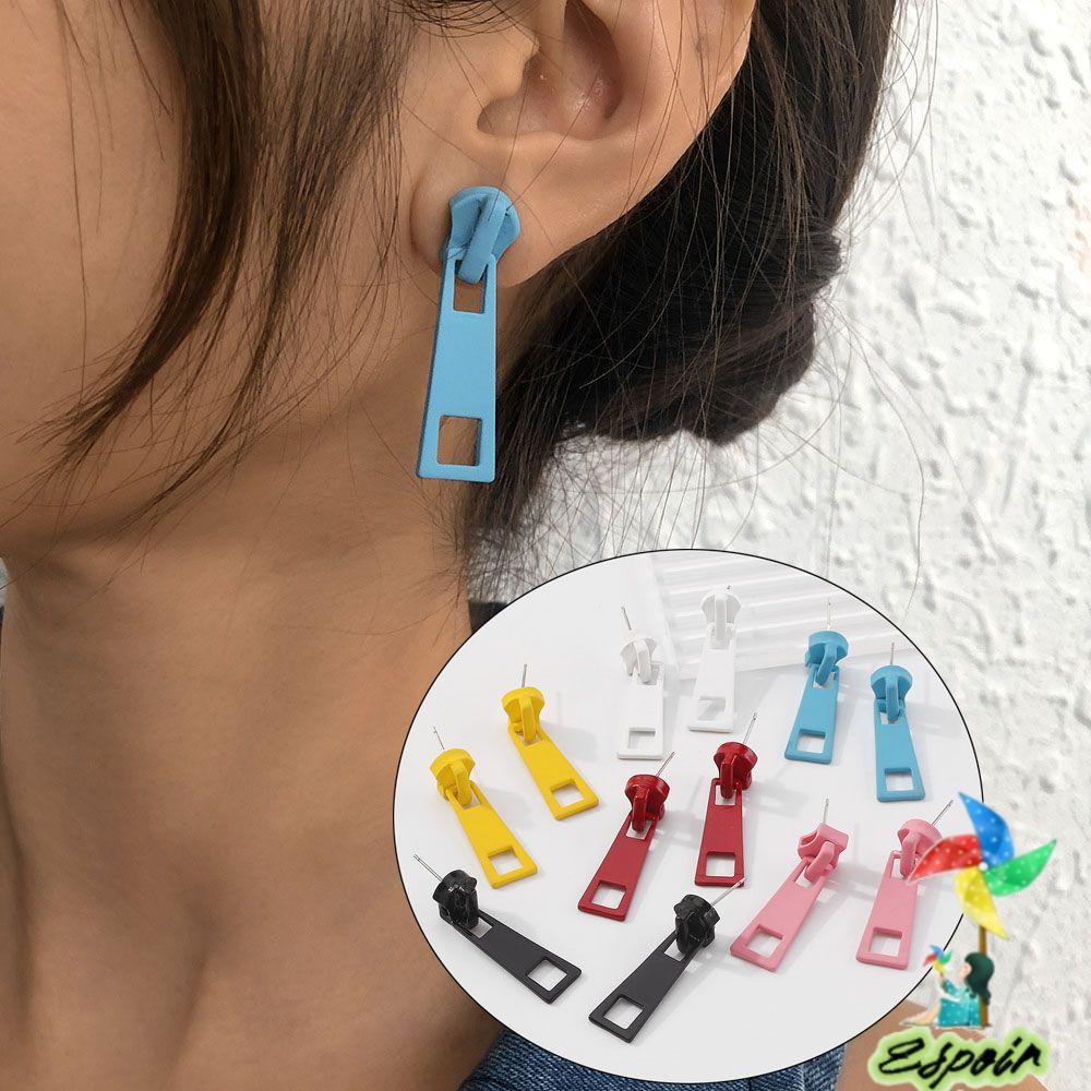 Khuyên Tai Hình Dây Kéo Màu Sắc Kẹo Ngọt Sáng Tạo