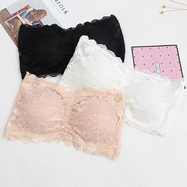 Áo bra ren không dây cài sau ren hoa