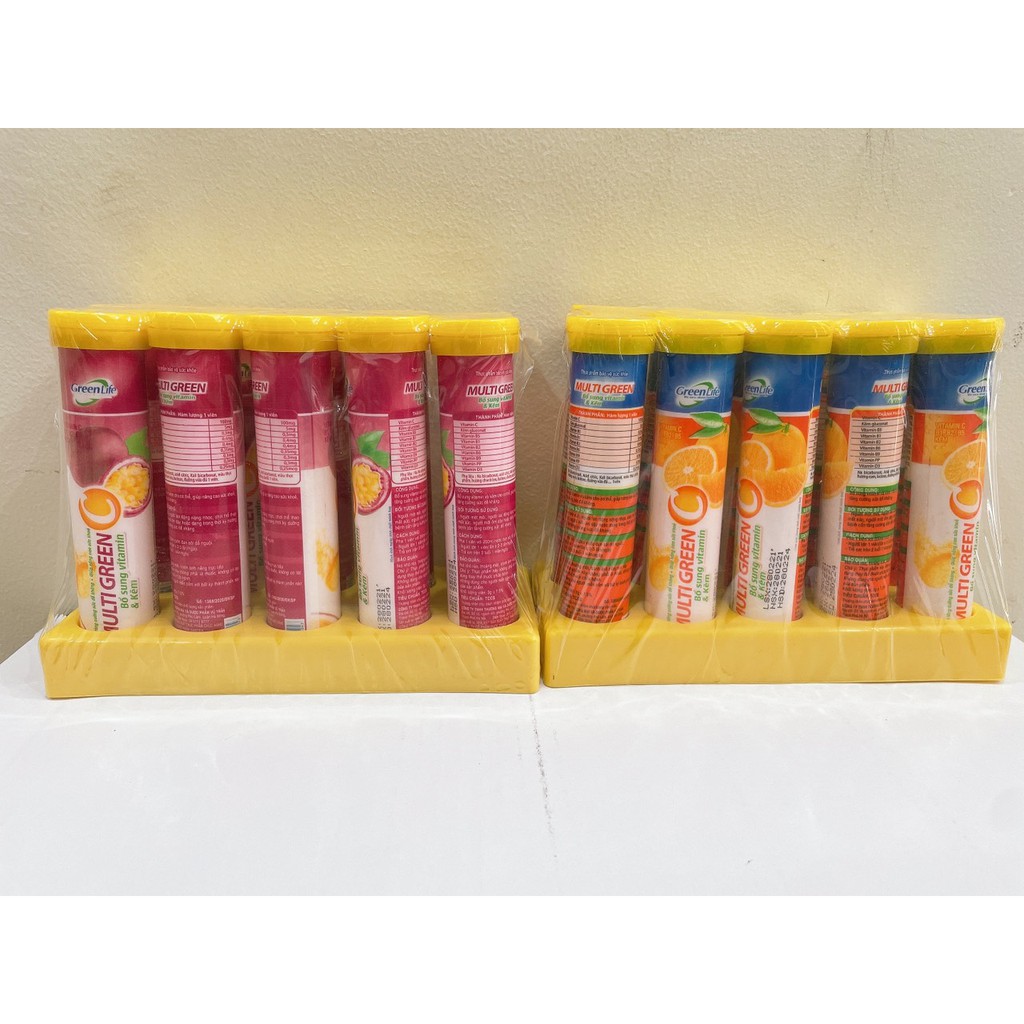 Viên Sủi MULTI GREEN vị Cam, vị Chanh Leo -  Bổ Sung Vitamin Và Khoáng Chất Cho Cơ Thể - Lọ 20 Viên