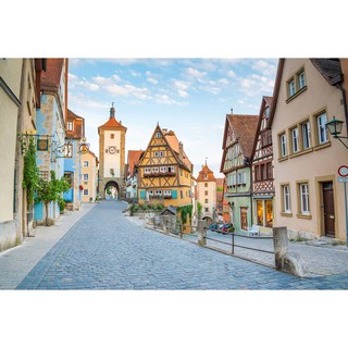 Tranh dán tường 3D khu phố cổ BINBIN DD84 (Không phai màu)