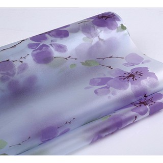 Decal dán kính hoa đào tím có keo sẵn - Khổ rộng 45cm