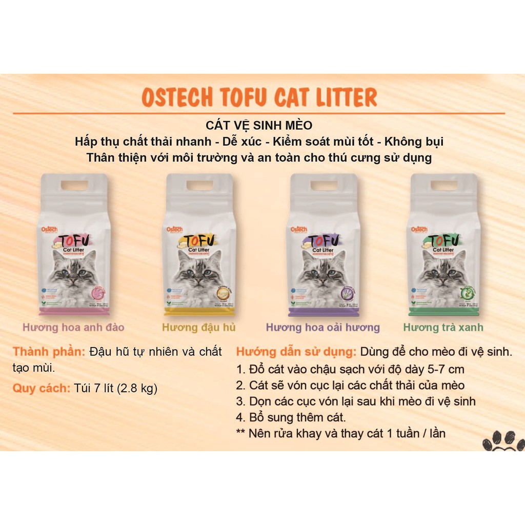 Cát vệ sinh mèo Ostech Tofu Cat Litter 7 Lít