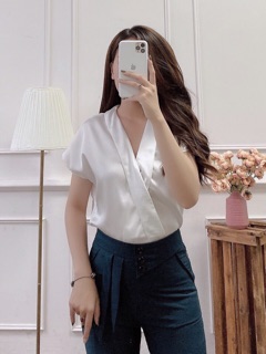 Áo lụa cổ V