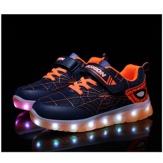 GIÀY SPIDER MAN - NGƯỜI NHỆN CÓ ĐÈN LED 16 CHẾ ĐỘ MÀU, CÓ SẠC USB, HÀNG CAO CẤP CỰC ĐẸP ĐỦ SIZE CHO BÉ TỪ 2-10 TUỔI