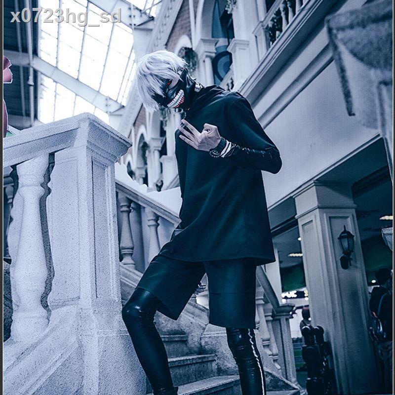 ♗Tokyo Ghoul Ghoul cos phù hợp với Jin Muyan quần áo cosplay trang phục nam ngoại vi đầy đủ bộ giày mặt nạ tóc giả
