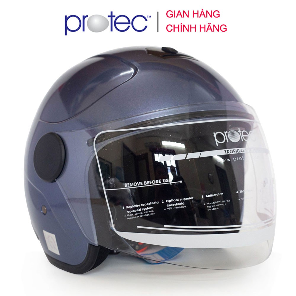 Mũ bảo hiểm 3/4 có kính Protec MO-001, kiểu dáng mới, gọn nhẹ, ôm sát đầu, thời trang