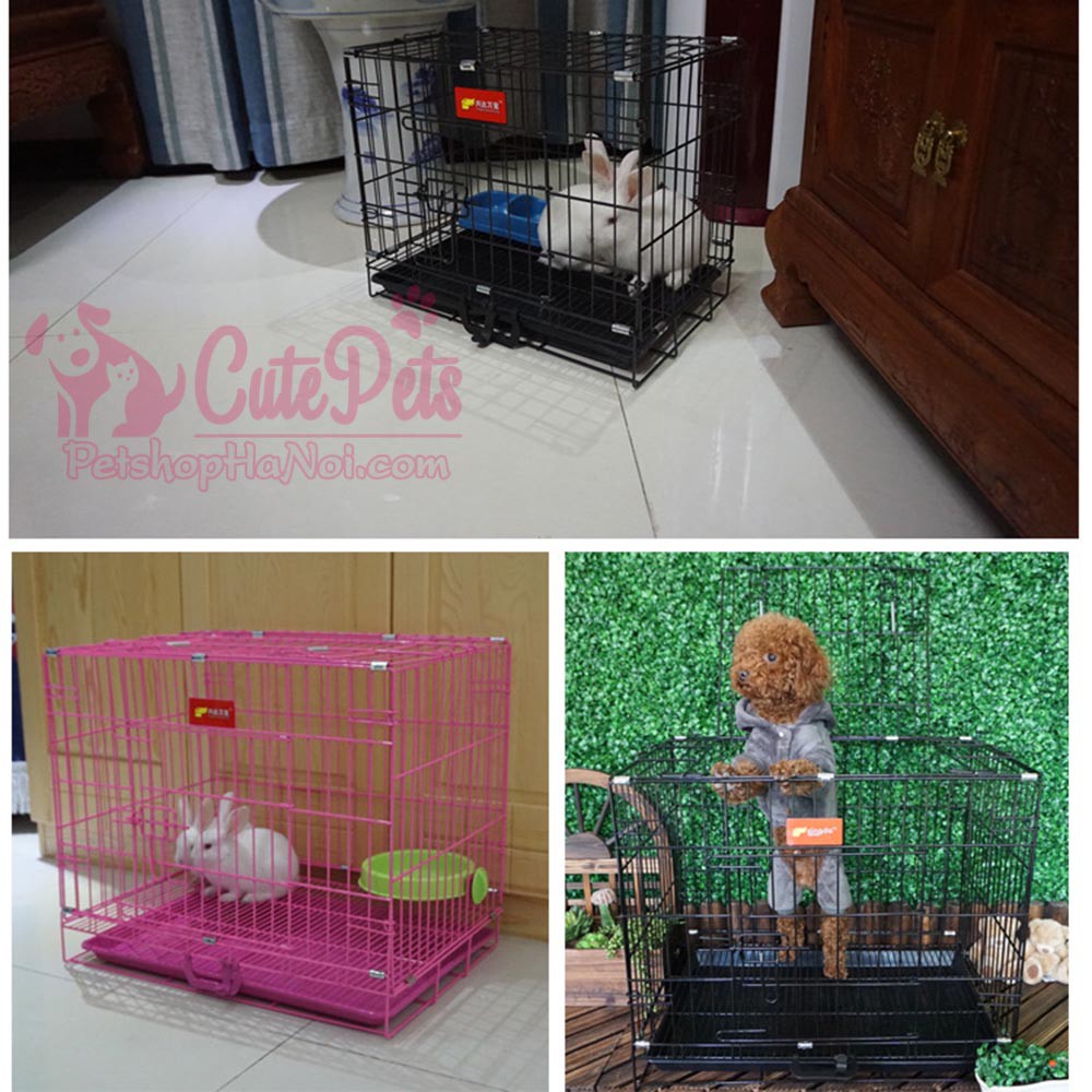 Lồng sơn tĩnh điện Nan dày Size M 60x42x51cm có thể gấp gọn - CutePets Phụ kiện chó mèo Pet shop Hà Nội