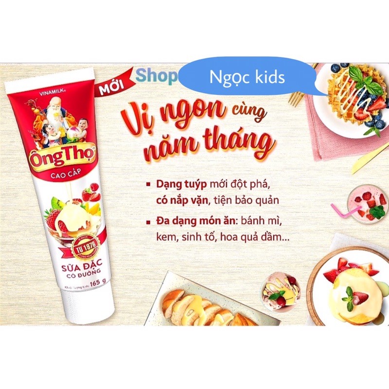 Sữa đặc ông thọ tuýp 165g dạng kem đánh răng tiện lợi