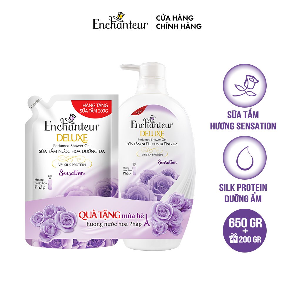 [TẶNG Chai 150g/Túi 450g] Sữa tắm hương nước hoa Pháp Enchanteur Deluxe 650g / 900g -Lưu hương 24H (Tặng mùi ngẫu nhiên) | BigBuy360 - bigbuy360.vn