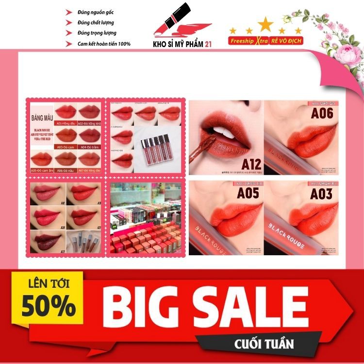 [ RẺ VÔ ĐỊCH ] Son Lì A05-A37 Black Rouge Hàn Quốc, Hàng chất lượng.