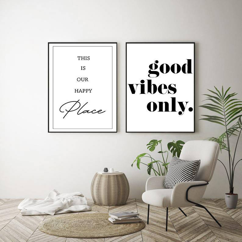 Bộ 2 Tranh Canvas Slogan Truyền Tải Thông Điệp Hay, Ý Nghĩa Minimalist Style - Tặng kèm móc treo kh khoan tường