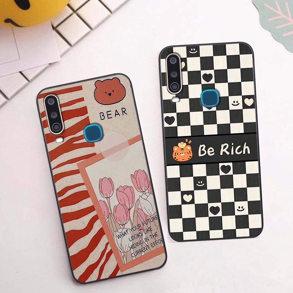 Ốp Vivo U10 / Y12 / Y15 / Y17 gấu Bear rick caro vuông thời trang siêu đẹp