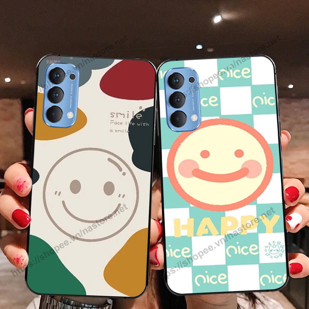 Ốp lưng Oppo Reno4 / Reno4 Pro / Reno 4 mặt cười, họa tiết caro đơn giản đẹp cute