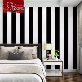 Cuộn 5M PVC giấy dán tường (có sẵn keo dán) – SỌC BỰ TRẮNG ĐEN YJ064
