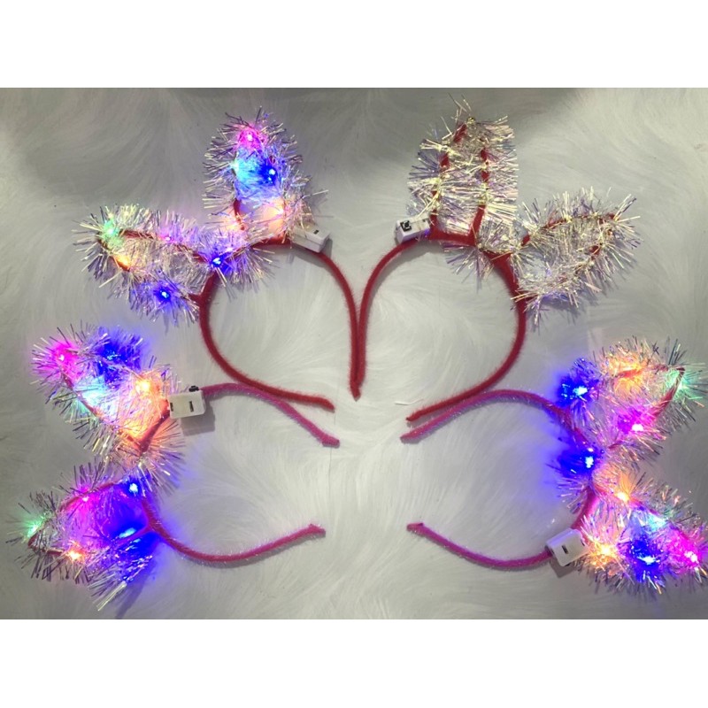 [Nháy Đèn] Băng Đô Cài Tóc Noel Tai Thỏ Cho Bé