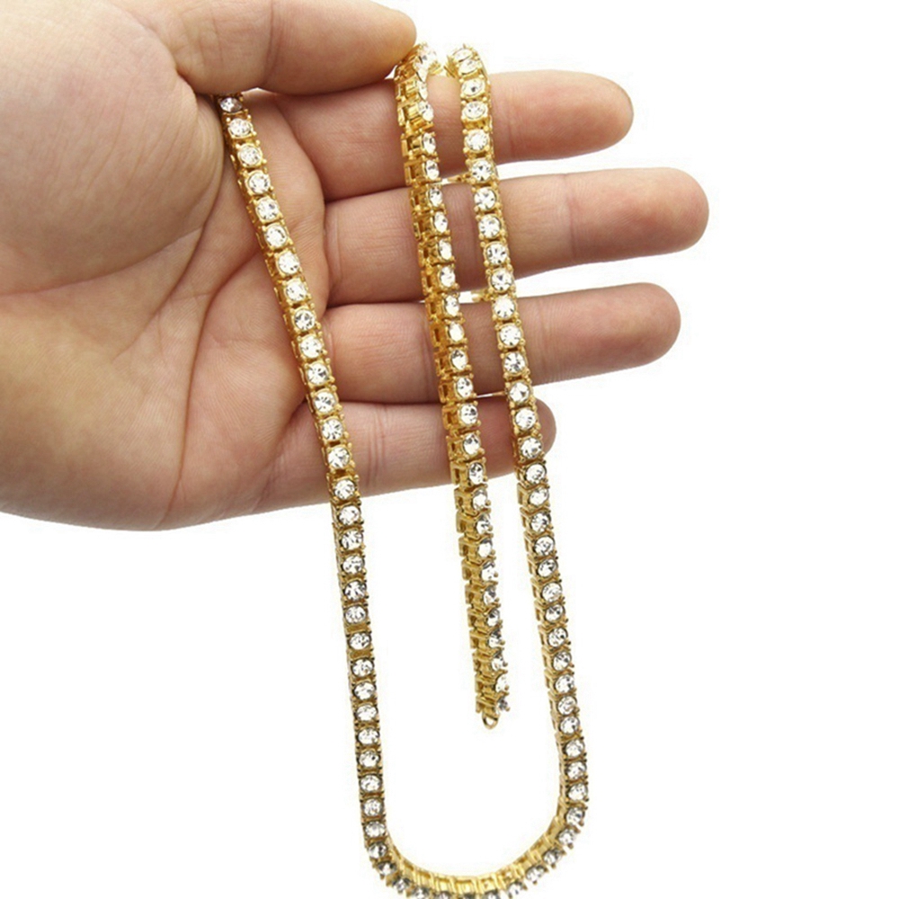 Crystal Diamond Men Hip Hop Tennis Necklace Choker Chain Gifts
