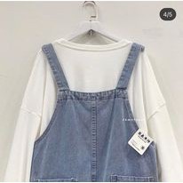 Quần Yếm Nữ Ống Rộng Nút Gài Yếm Quần Ống Suông Khuy Cài Yếm Jean Chất Dày Dặn Phong Cách Hàn Quốc 7130 GOUS  OFFICIAL