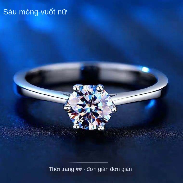 Nhẫn kim cương Moissan Nữ pt950 bạch Moissanite D chính hãng Màu 1/2 Carat cặp dành cho nam và