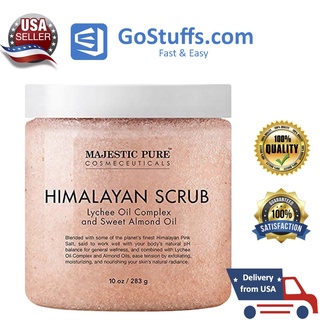 [Hàng Mỹ] Majestic Pure Himalayan Salt Body Scrub - Muối tẩy da chết toàn thân chiết xuất dầu vải và dầu hạnh nhân 283g