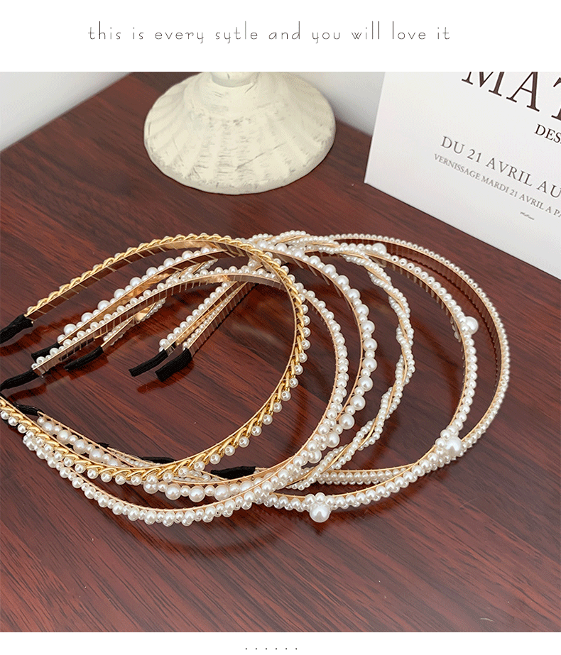 Băng Đô Cài Tóc Đính Ngọc Trai Xinh Xắn Cho Nữ