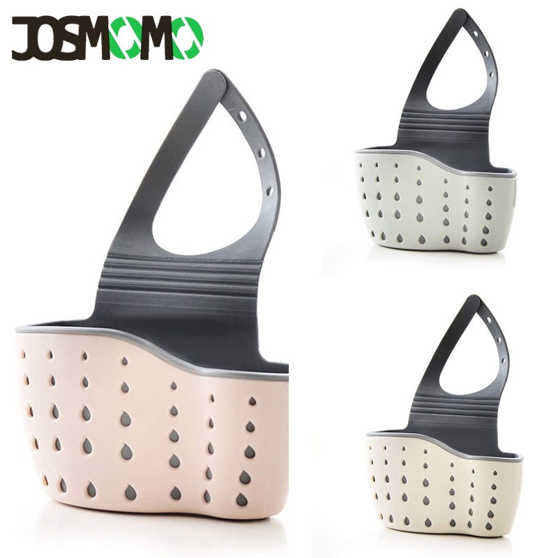 JOSMOMO Giá đỡ miếng bọt biển cho bồn rửa nhà bếp, giỏ treo để chứa vòi nước, dây đeo vai có thể điều chỉnh có thể treo, lỗ thoát nước để làm khô, dùng để miếng bọt biển, bàn chải, xà phòng và khăn để giữ cho nhà bếp ngăn nắp