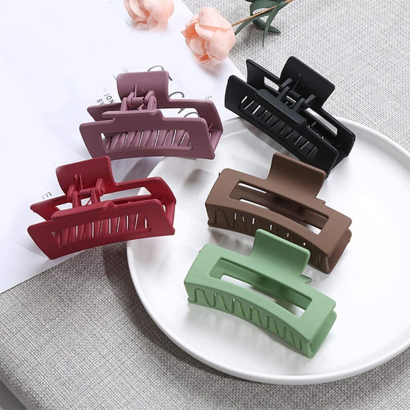 Set 5 Kẹp Tóc Càng Cua Màu Nhám Đơn Giản Chống Trượt