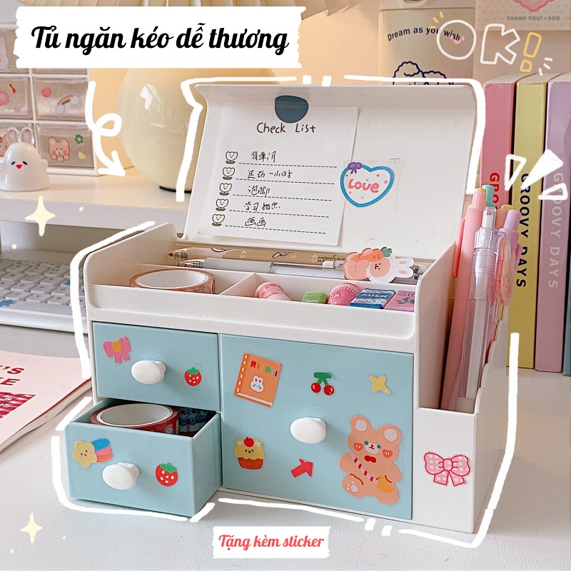 Tủ Nhựa Nhiều Ngăn Trang Trí Bàn Học Ins Giasico
