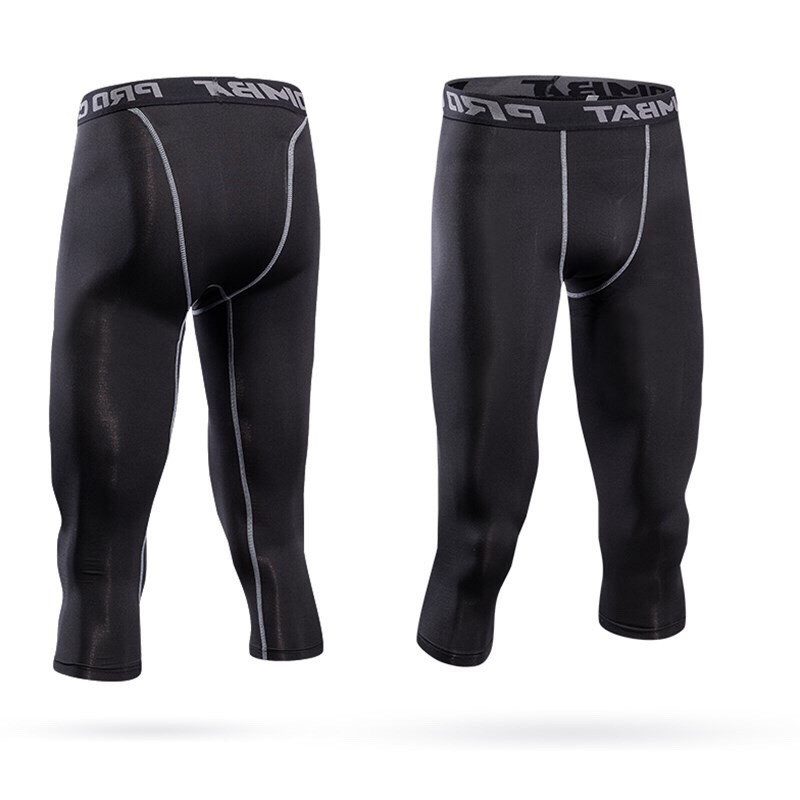 QUẦN GIỮ NHIỆT COMBAT PRO , QUẦN LEGGING TẬP GYM NAM DÁNG DÀI MÀU ĐEN