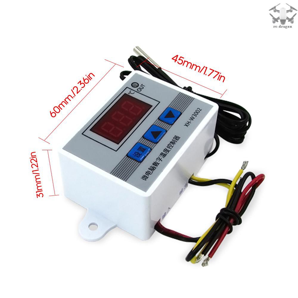 drag-XH-W3002 Intelligent Led Digital Microcomputer Temperature Controller Mini Thermostat Switch with Water-resistant Sensor Probe