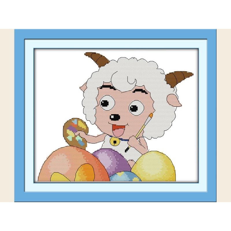 Tranh thêu chữ thập Cừu con K030