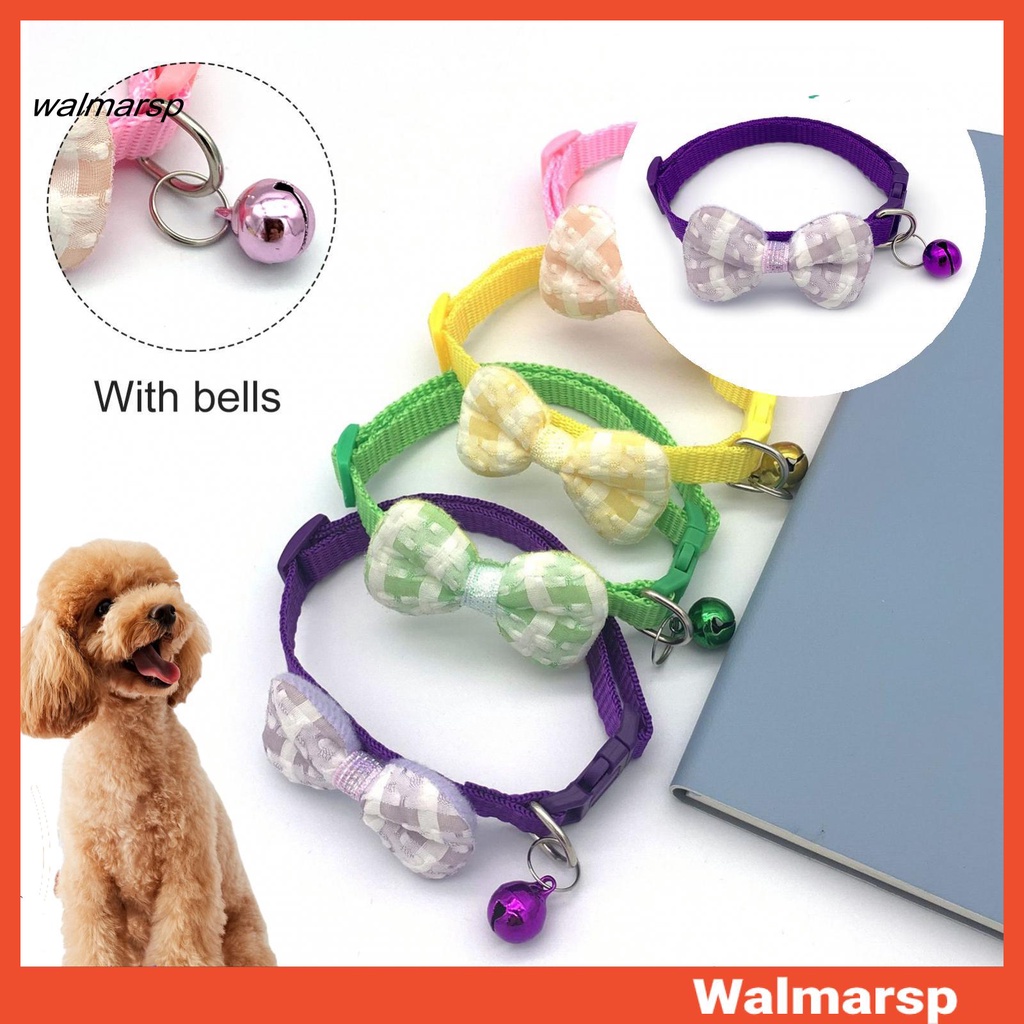 Vòng cổ đính nơ kèm chuông chống mòn thiết kế đáng yêu dành cho thú cưng cún mèo