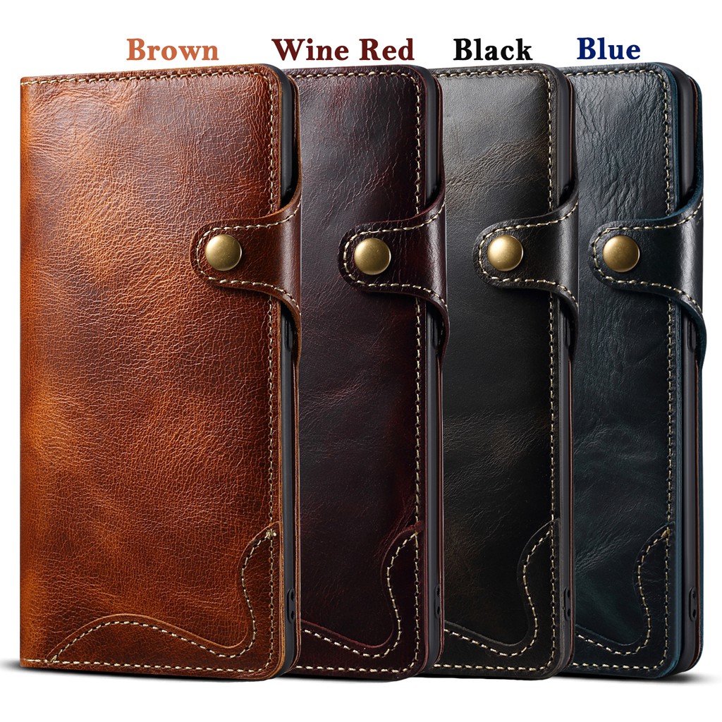 Samsung Galaxy S21 Series Vintage Genuine Leather Handmade Wallet Case Folio Cover，Real Leather Wallet Phone Case，Flip Folio Cover with Card Slot & Hand Strap