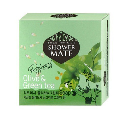 Xà bông chứa nhiều vitamin antioxidants Shower Mate Olive &amp; Green Tea 100g - Hàng Chính Hãng