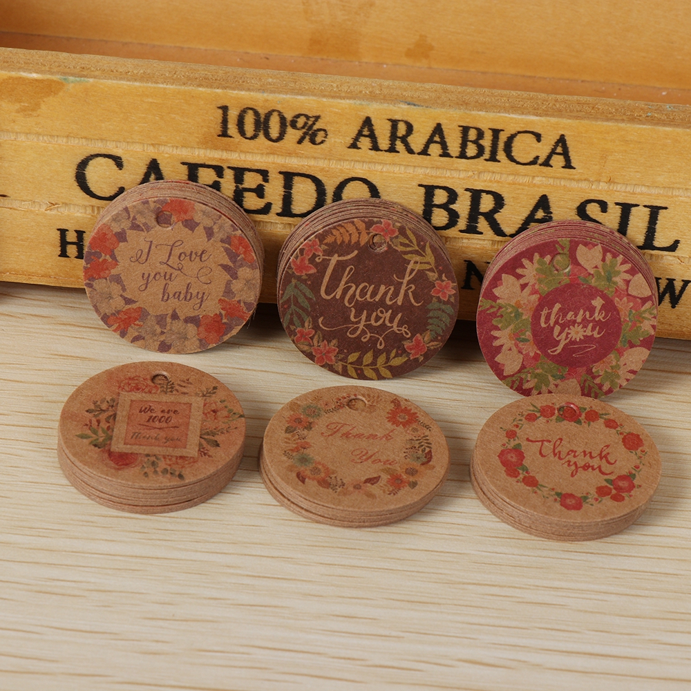 100 Miếng giấy hình tròn họa tiết hoa để làm giấy gói quà tiện dụng