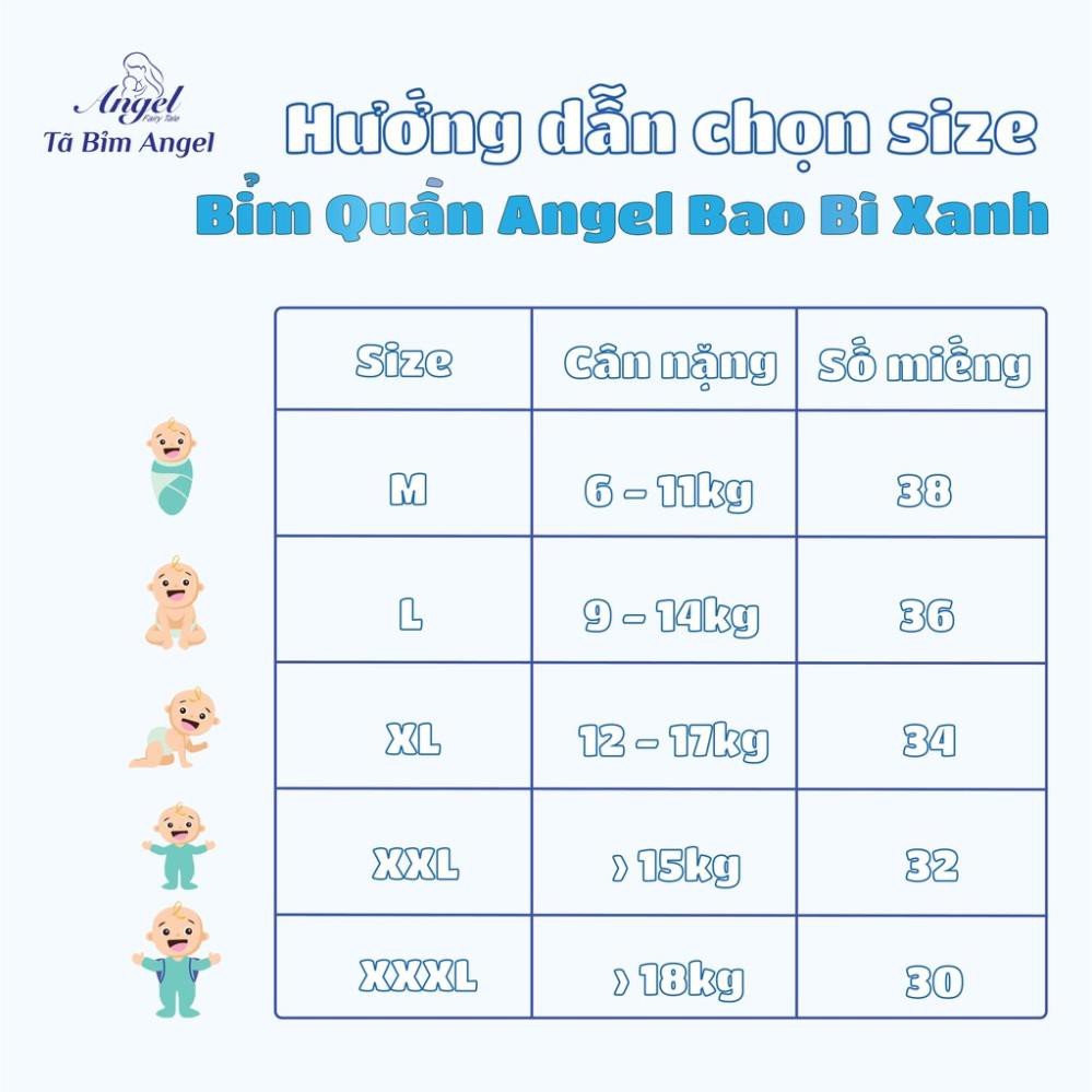 [MUA 1 TẶNG 1] Combo 2 Bỉm Quần ANGEL Absorbent Sẵn Đủ Size M38 - L36 - XL34 - XXL32 - XXXL30