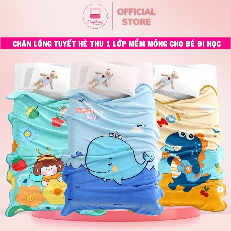 Chăn lông cho bé đi học, chăn tuyết văn phòng vải nhung chất tuyết nỉ nhung - Kích thước 1m x 1m4