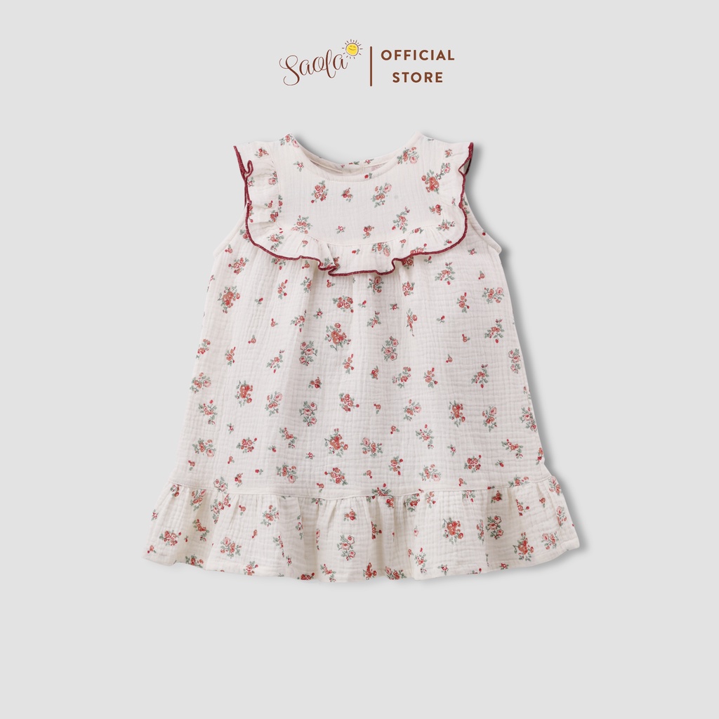 Váy Bé Gái Phối Bèo Chất Liệu Muslin Thoáng Mát Mềm Mịn - DRM019 - CAMELLIA DRESS - SAOLA KIDS CLOTHING