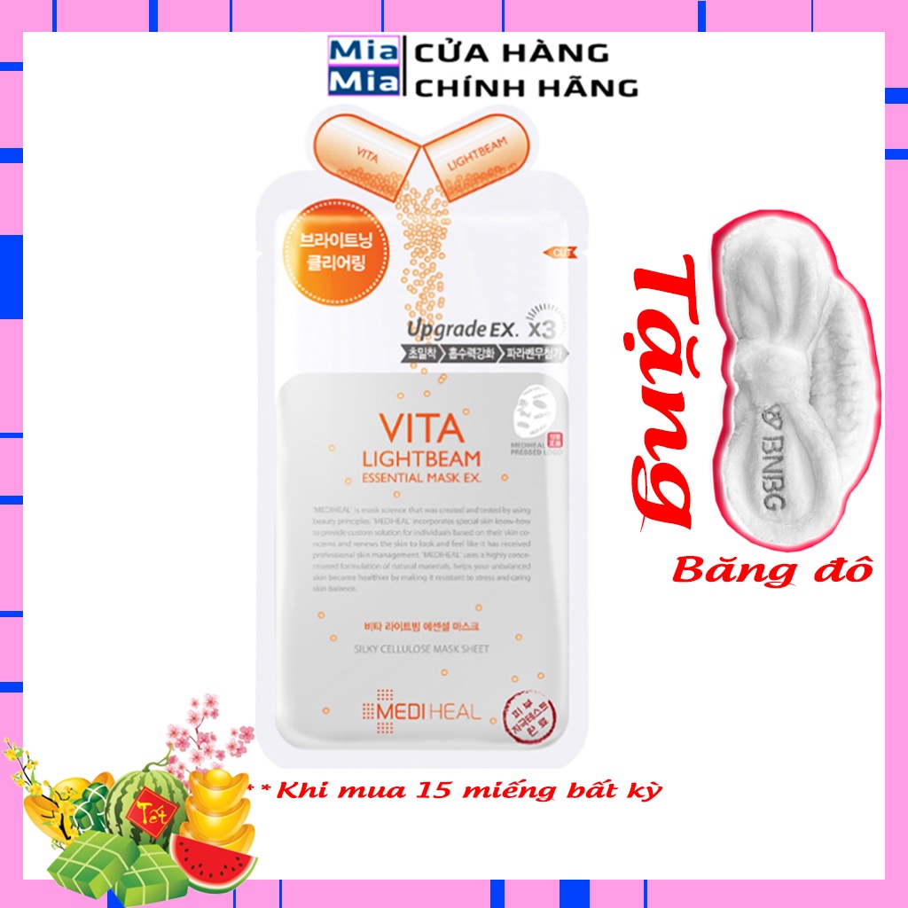 Mặt Nạ Mediheal Vita [MIẾNG LẺ] Dưỡng Trắng Chuyên Sâu Mờ Thâm Sạm Mediheal Vita Lightbeam Essential Mask 24ml NHẬP KHẨU