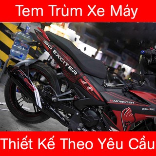 Tem trùm exciter 150 Đen Đỏ Kẻ Nhám
