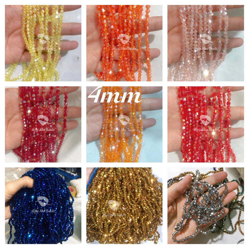 100 hạt đá pha lê xi vàng xịn 4mm giá cực rẻ