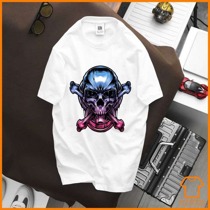 Áo Phông Nam Nữ From Rộng Icon Đầu Lâu Chất Cotton In Decal Mẫu 3