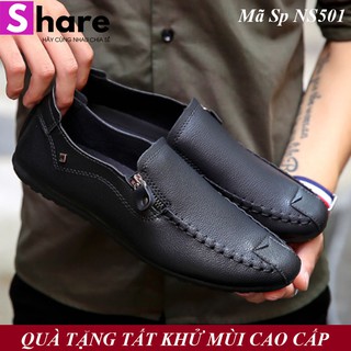 [ SIÊU RẺ ] TẶNG TẤT LƯỜI CAO CẤP - Giày Lười Nam Hàn Quốc Màu Đen Có khóa NS501 [ Shop Yêu Thich ]