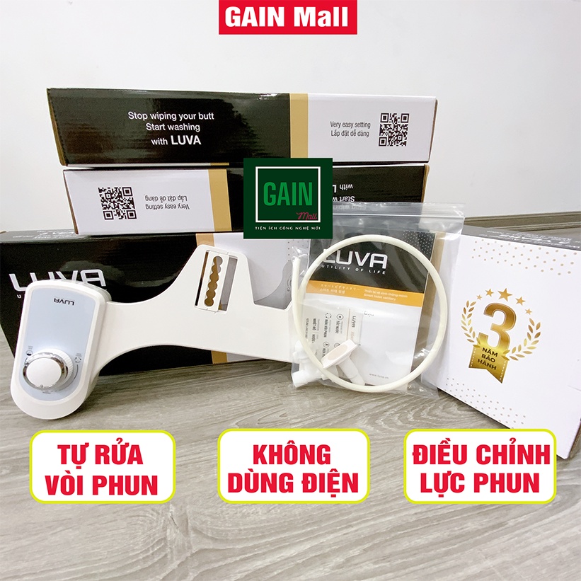 Vòi xịt vệ sinh thông minh Luva Bidet LB101, BH 3 năm, không dùng điện, điều chỉnh áp lực phun